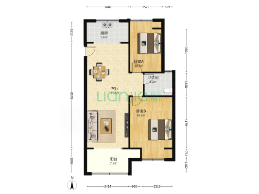 沐祥苑 2室1厅1卫 94平方