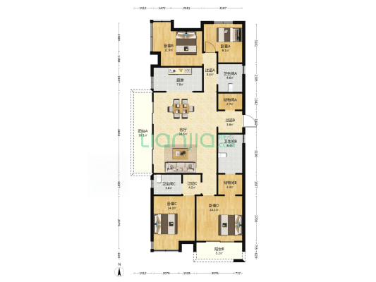 城投联投誉江南 4室1厅3卫 174平方