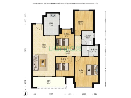 和顺府 3室1厅2卫 134平方