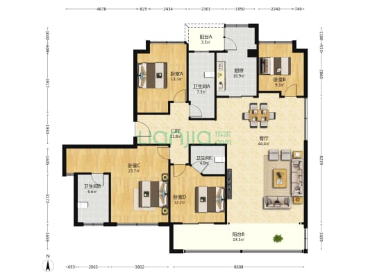 瑞和·鹿鸣府 4室1厅3卫 212平方
