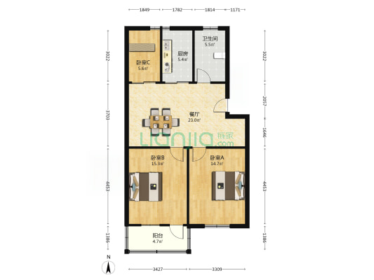 郑和西路9号 3室1厅1卫 85平方