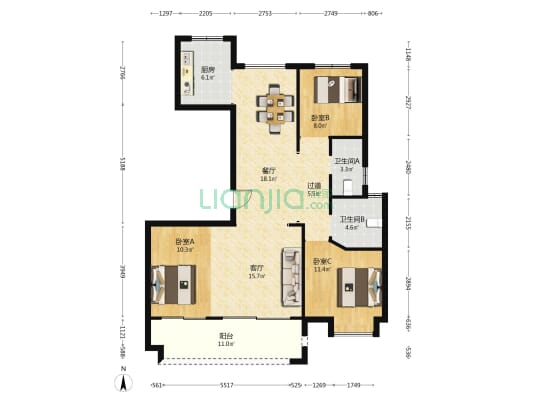 海汀湾花苑 3室2厅2卫 130平方