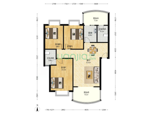 愿景东篱 3室1厅2卫 116平方