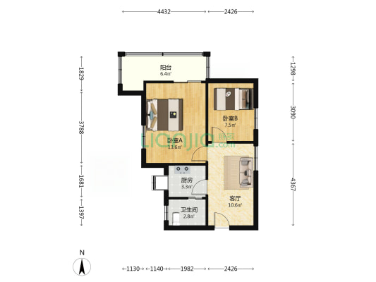 华工小区 2室1厅1卫 54平方