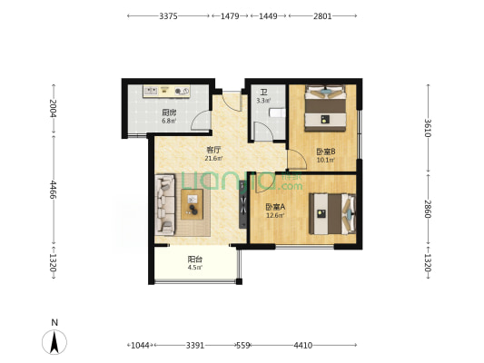 璟和嘉园 2室1厅1卫 88平方