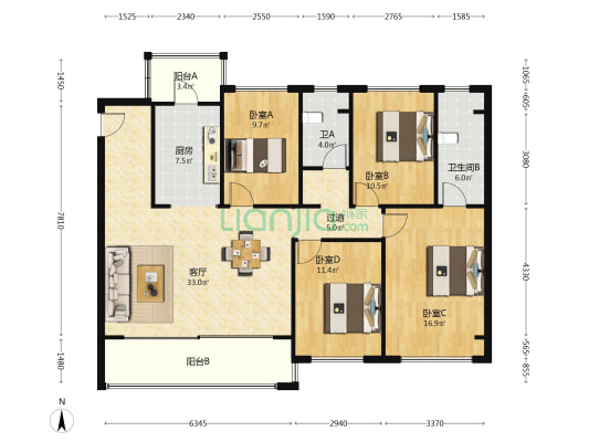 建发·云锦湾 4室1厅2卫 140平方