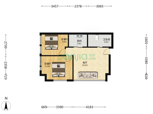 E30中心 2室1厅1卫 78平方