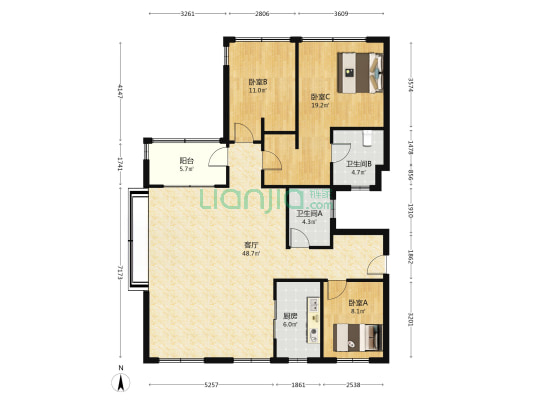 万科未来之光悦然 3室1厅2卫 138平方