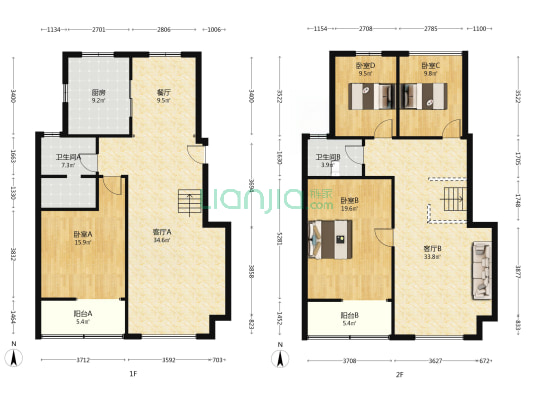 钢混结构 南北通透板楼 中间楼层 视野开阔 距高铁站近-户型图