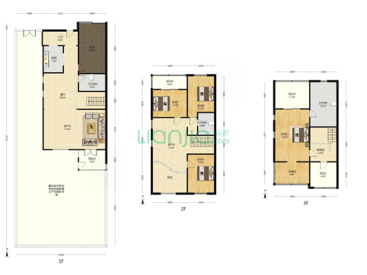 市区冠云路精装双拼别墅，拎包入住，带南向大院子。-户型图