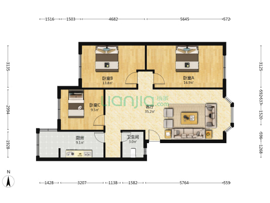 广都上街139号附3号 3室1厅1卫 101平方