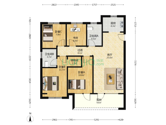 众安·青岛新城市 4室1厅2卫 118平方