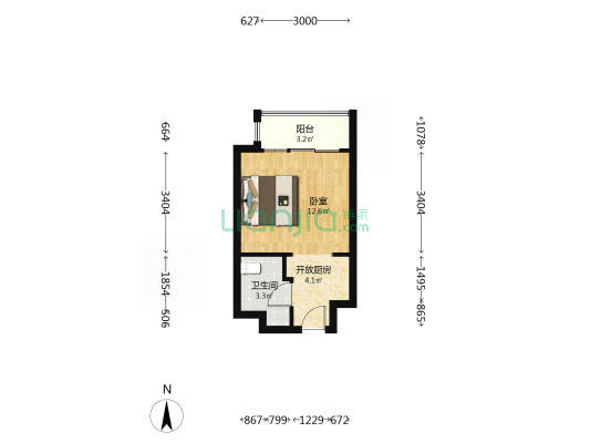 绿地城DK1 1室0厅1卫 36平方