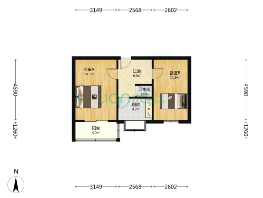 庆安公司 2室0厅1卫 51平方