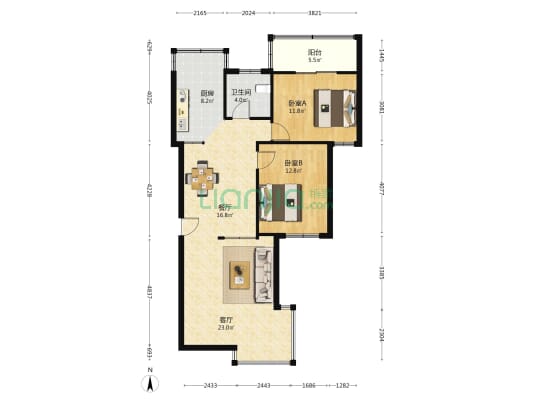 芙蓉别墅山庄 2室2厅1卫 92平方