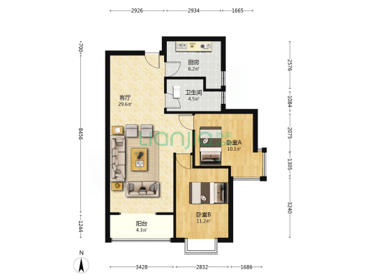 此房带装修，高楼层采光视野好，业主诚意出售-户型图