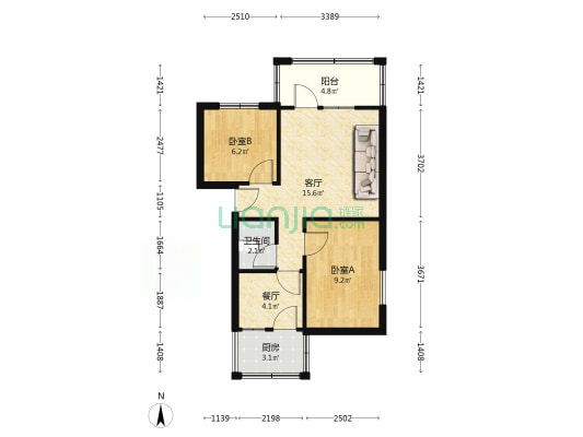 房子满五唯一 带装修 可以拎包入住 园林社区 好停车-户型图