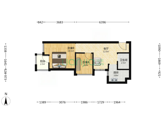 武汉三镇中心 2室1厅1卫 51平方