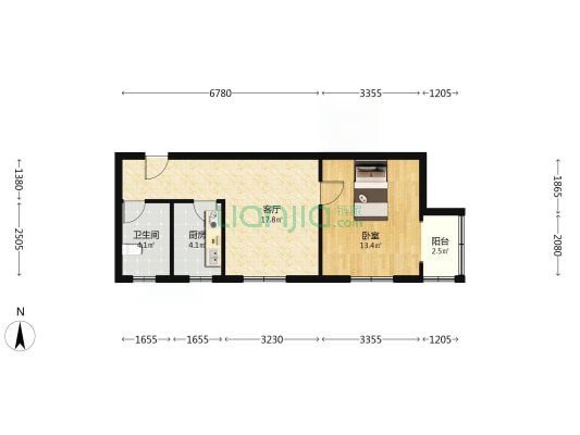 朝阳一居 楼层好 房本满五不唯一税费低，简单装修-户型图