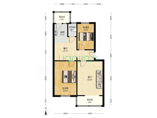 卫生局小区 2室2厅1卫 69平方