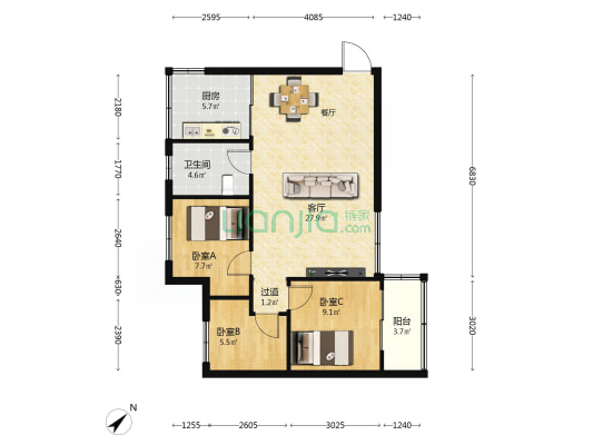 王家桥云纺新生活区 3室1厅1卫 78平方
