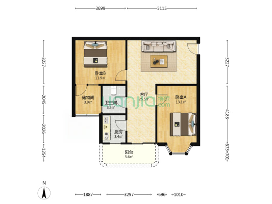 顺景台 2室1厅1卫 81平方