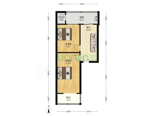 奎星楼街25号 2室1厅1卫 64平方