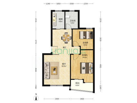 小北曲 2室1厅1卫 82平方