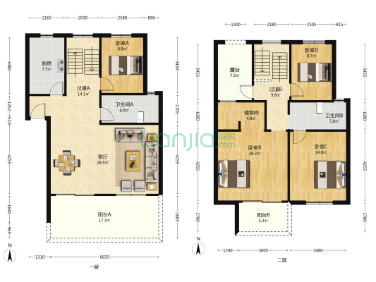 福晟庭院 4室1厅2卫 152平方