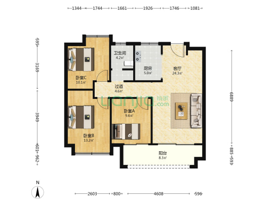 璟悦花苑 3室1厅1卫 99平方