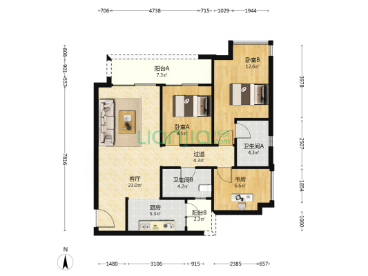 重庆融创文旅城御栖 3室1厅2卫 99平方