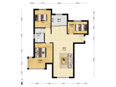 南北通透大三居室，精装修，业主自住，带转角飘窗.-涿州K2狮子城北区户型图