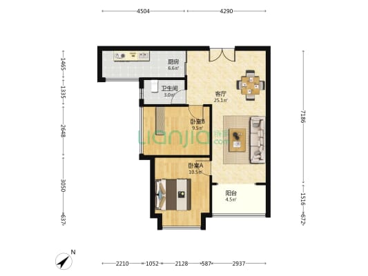 兴围华府 2室1厅1卫 70平方