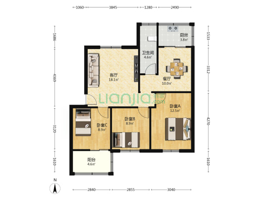 胡湾路一巷 3室2厅1卫 82平方