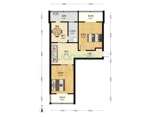 执法局宿舍 2室2厅1卫 71平方