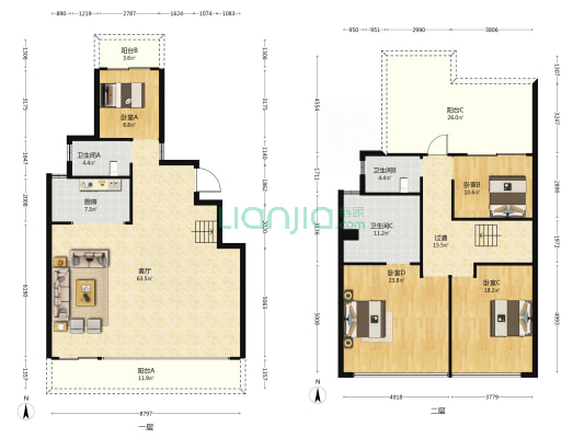 龙湖三千云锦 4室1厅3卫 188平方