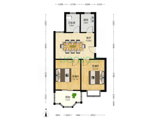 秋居南区 2室1厅1卫 63平方
