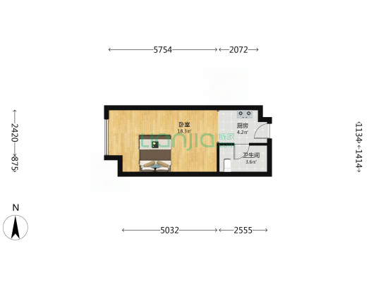 山钢新天地广场 1室0厅1卫 40平方