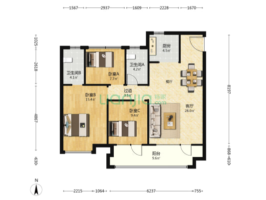 楼山春晓 3室1厅2卫 117平方