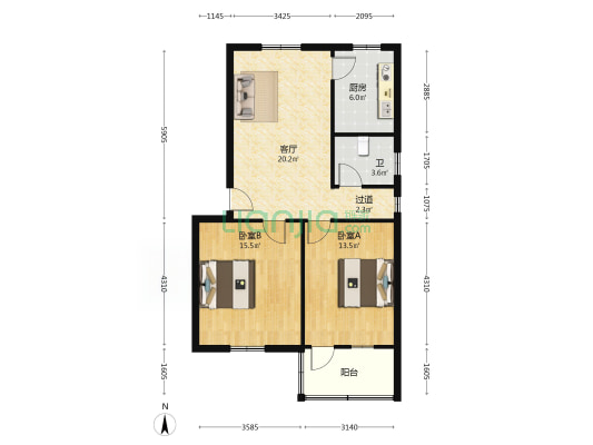 泰丰路 2室1厅1卫 78平方