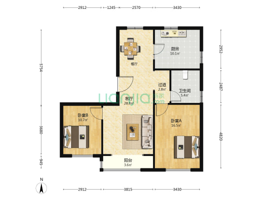 万通华府樟华园 2室1厅1卫 112平方