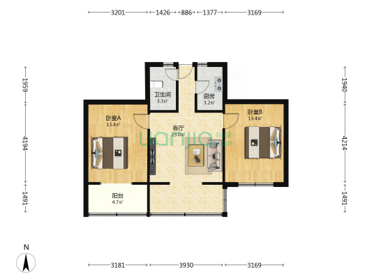 兰州商通锅炉公司家属院 2室1厅1卫 68平方