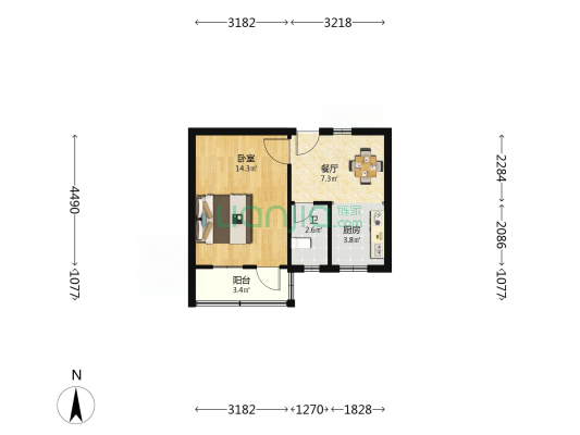 机床新村 1室1厅1卫 37平方