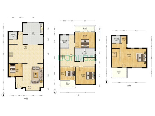 军官社区联排别墅，集体供暖，随意装修-户型图