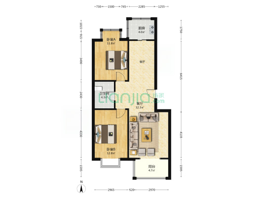 顺兴小区 2室1厅1卫 89平方