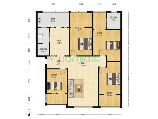 南大街143号 4室2厅2卫 163平方