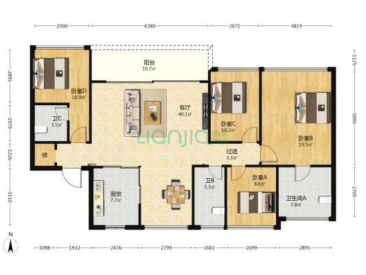 华发湾玺壹号 4室1厅3卫 142平方
