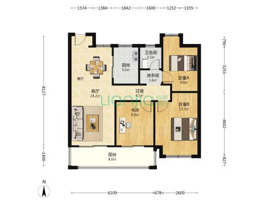 浅悦静庭 3室1厅2卫 97平方