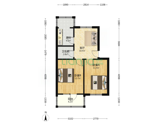 东区 2室1厅1卫 62平方
