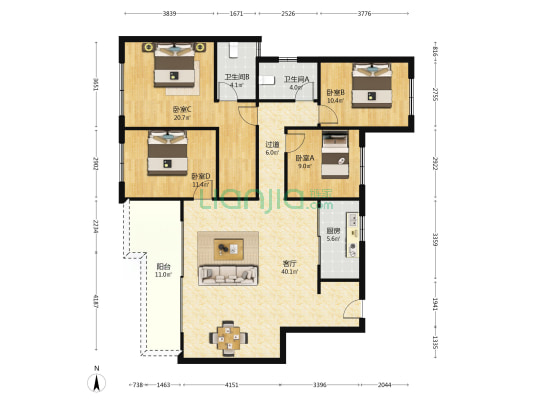华润置地成都锦官首著 4室1厅2卫 143平方